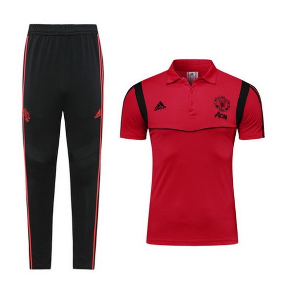 Polo Conjunto Completo Manchester United 2019 2020 Borgona Negro